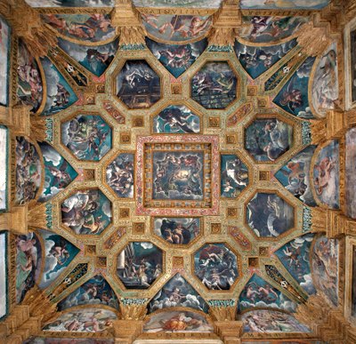Vista da abóbada da Câmara de Cupido e Psique (Sala di Amore e Psiche) de Giulio (and workshop) Romano