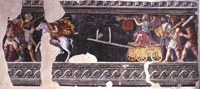 Fragmento de uma cena de um triunfo (fresco) de Giulio (school of) Romano