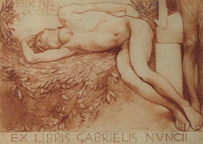 Cartão Ex Libris para Gabriel dAnnunzio (giz no papel) de Giulio Aristide Sartorio