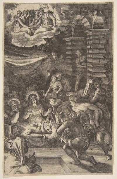 Adoração, c. 1550-65. de Giulio Bonasone