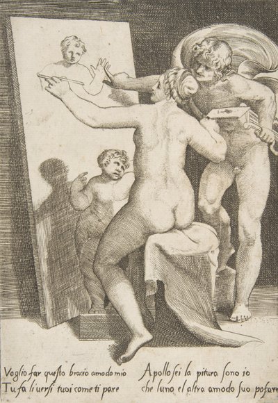 Apolo ao lado de uma mulher representando uma alegoria da pintura, de 