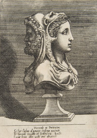 Busto de Hércules e Dejanira, c. 1531-76. de Giulio Bonasone