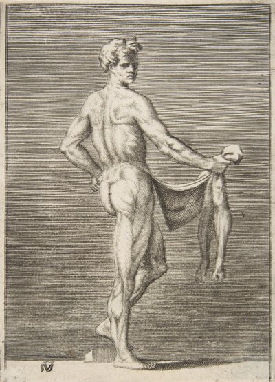 Homem esfolado visto por trás, 1531-76. de Giulio Bonasone