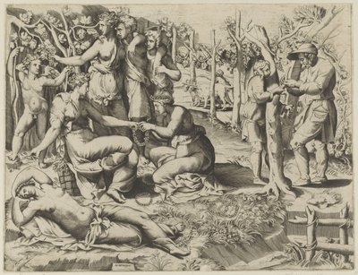Flora dá uma coroa de flores de Giulio Bonasone