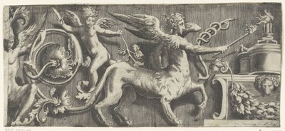 Friso com esfinge e putto no altar de Giulio Bonasone
