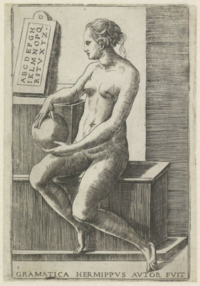 Gramática
Gramatica hermippus autor fuit (título sobre o objecto)
As sete artes liberais (título da série) de Giulio Bonasone