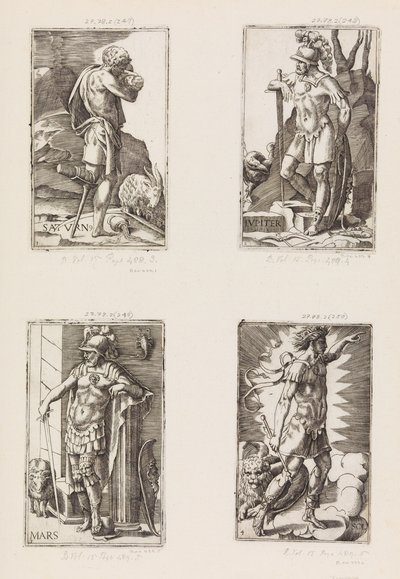 Júpiter, de Planetas, placa 2, 1530-70. de Giulio Bonasone