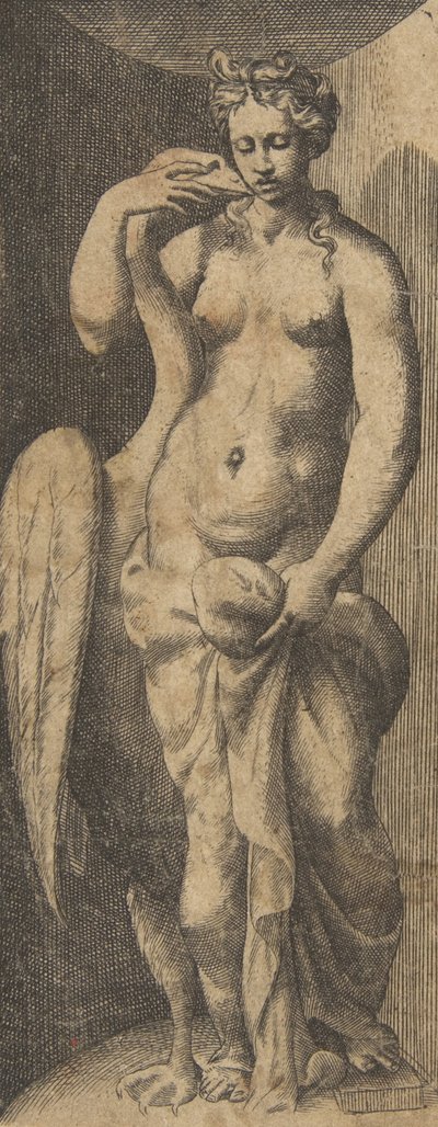 Leda e o cisne, ca 1531-76. de Giulio Bonasone