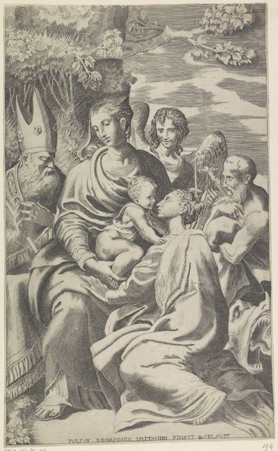Maria com o Menino Jesus e os Santos de Giulio Bonasone