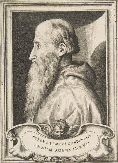 Retrato do Cardeal Pietro Bembo voltado para a esquerda, 1572. de Giulio Bonasone