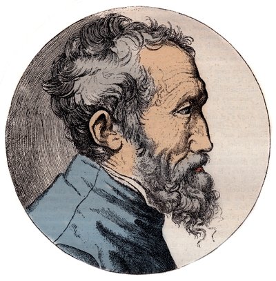 Retrato de Michelangelo Buonarroti escultor italiano - Retrato de Michelangelo Buonarroti dit Michel Ange de Giulio Bonasone