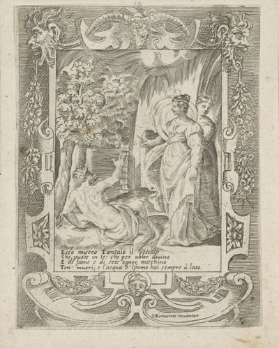 Tântalo fala com Diana Amor, Raiva e Ciúme de Juno (título da série) Amori sdegni et gielosie di Giunone (título da série) de Giulio Bonasone