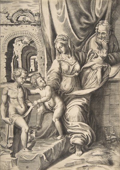 A Sagrada Família e o infante João Batista, 1531-76., 1531-76. de Giulio Bonasone