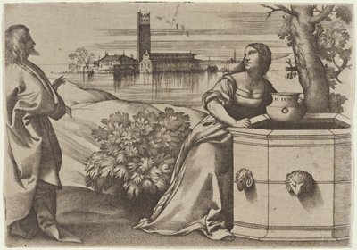 Cristo e a Mulher Samaritana de Giulio Campagnola