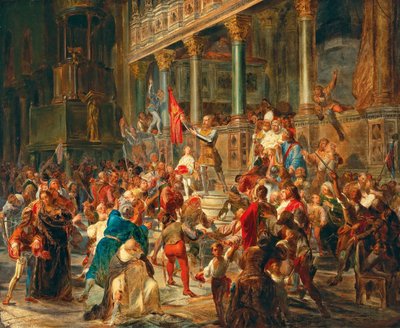 Reunindo os soldados Viva Messer Vittore Pisani!, 1864. de Giulio Carlini