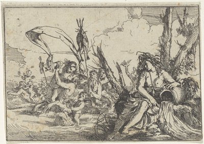 Água
Naiad com jarro de água e tritões
Os quatro elementos (título da série) de Giulio Carpioni (I)