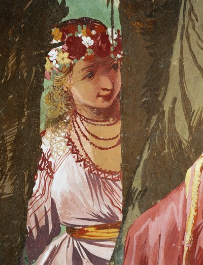 Ninfa Amaryllis coroada vencedora da competição do beijo de Giulio Carpioni
