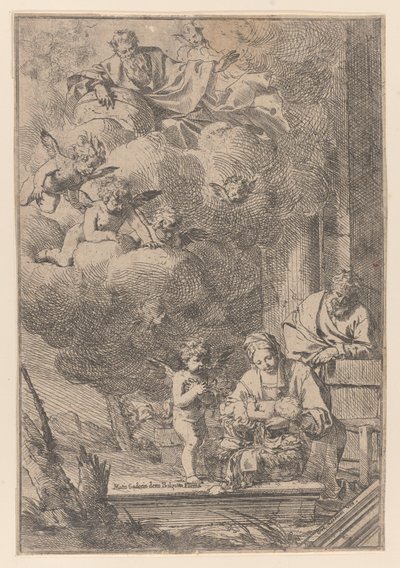 A Sagrada Família com a Virgem segurando Cristo sobre o berço, 1640-60., 1640-60. de Giulio Carpioni