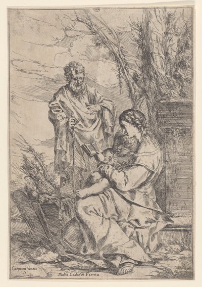 A Sagrada Família com a Virgem lendo um livro, 1640-60. de Giulio Carpioni