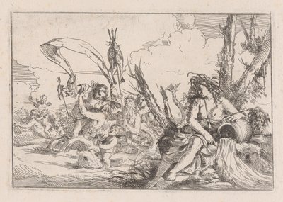 Água, representada por uma náiade sentada na base de uma árvore..., 1640-60. de Giulio Carpioni