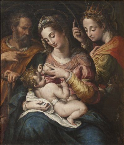 La Sainte Famille et Sainte Catherine - A Sagrada Família com Santa Catarina, de Procaccini, Giulio Cesare (1574-1625). Óleo sobre tela. Dimensão : 77x67 cm. Nationalmuseum Estocolmo de Giulio Cesare Procaccini