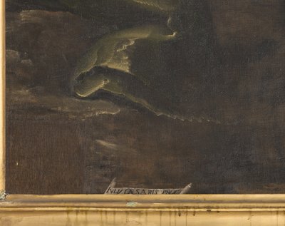 Assinatura, detalhe, Virgem Maria com Menino e São Firmo e São Rústico (detalhe de 3704245) de Giulio Cesare Procaccini