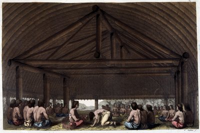 Na ilha dos Amigos (Tonga), o Rei Pulaho bebe o Kava - em "The Old and Modern Costume" do Dr. Jules Ferrario, ed. Milão de Giulio Ferrario