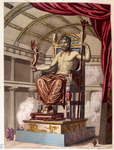 Estátua de Júpiter (Zeus) - em "O traje antigo e moderno" de Ferrario, ed. Milão de Giulio Ferrario