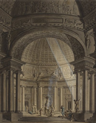 Templo redondo com cena de sacrifício de Giulio Quaglio