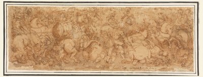 Desenho, cena de batalha, 1524-46 de Giulio Romano
