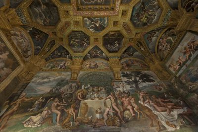 Detalhe do afresco da Câmara de Amor e Psique, 1526-1534 de Giulio Romano