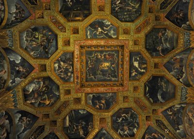 Detalhe de afresco da Câmara de Amor e Psique, 1526-1534 de Giulio Romano