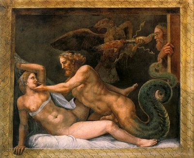 Júpiter e Olímpia, 1526-1534 de Giulio Romano