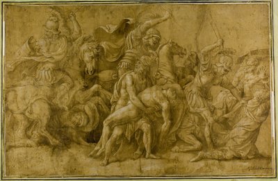 Menelau segurando o corpo de Pátroclo de Giulio Romano