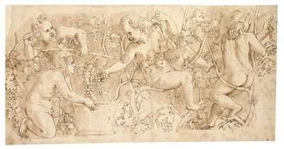 Putti colhendo uvas: Design para um friso de Giulio Romano