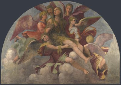 Santa Maria Madalena carregada por anjos, ca 1521. de Giulio Romano