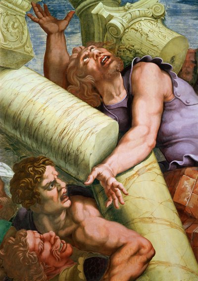 Sala dei Giganti, detalhe da destruição dos gigantes por raios Jupiters, 1536 detalhe afresco de 78487 de Giulio Romano