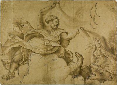Estudo para Júpiter que lança raios de Giulio Romano
