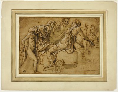 Estudo para Vênus pedindo a Júpiter os serviços de Mercúrio como arauto de Giulio Romano