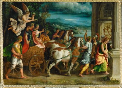 Triunfo de Tito e Vespasiano ... de Giulio Romano
