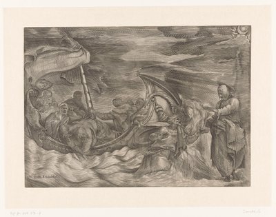 Cristo andando sobre as águas de Giulio Sanuto (attributed to)