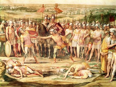 Batalha entre o Horatii e a Curiatii (fresco) de Giuseppe Cesari