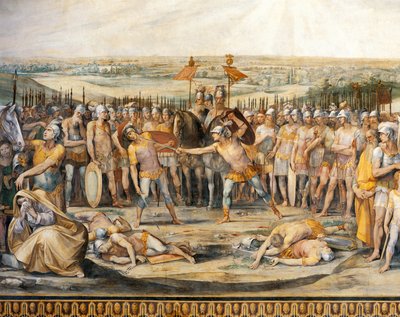 Combate entre Horatii e Curiatii, de Giuseppe Cesari (1568-1640), fresco, Salão de Horatii e Curiatii, Palácio dos Conservatórios, Roma, Reino Romano, Itália de Giuseppe Cesari