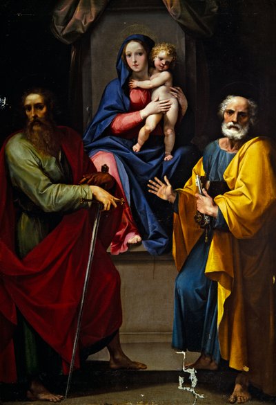 Nossa Senhora e o Menino com São Paulo e São Pedro (óleo sobre tela) de Giuseppe (1568 1640) Cesari