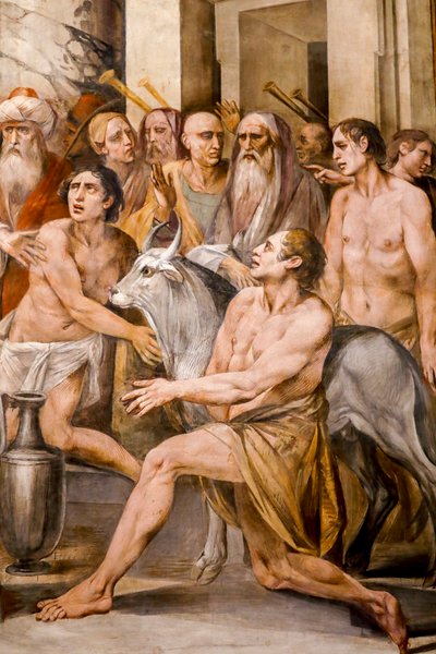 Numa Pompilius instituindo o culto dos Vestais (detalhe) de Giuseppe Cesari