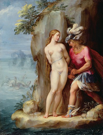 Perseus Resgatando Andrómeda (óleo sobre cobre) de Giuseppe Cesari