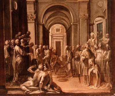 St. Laurence Among the Poor and Sick, modello para um fresco de Giuseppe Cesari
