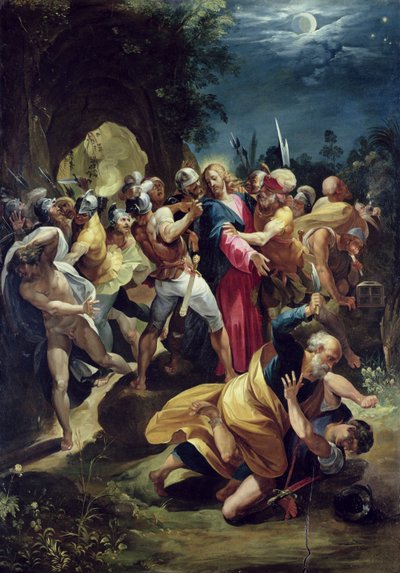 A Prisão de Cristo, c.1590s (óleo sobre painel) de Giuseppe Cesari