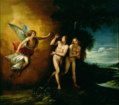 A Expulsão de Adão e Eva (óleo sobre tela) de Giuseppe Cesari
