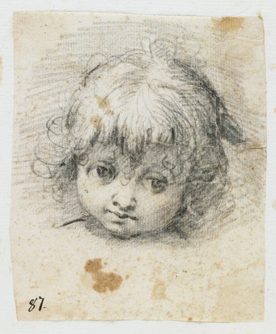 Retrato de uma criança (giz preto) de Giuseppe Cesari